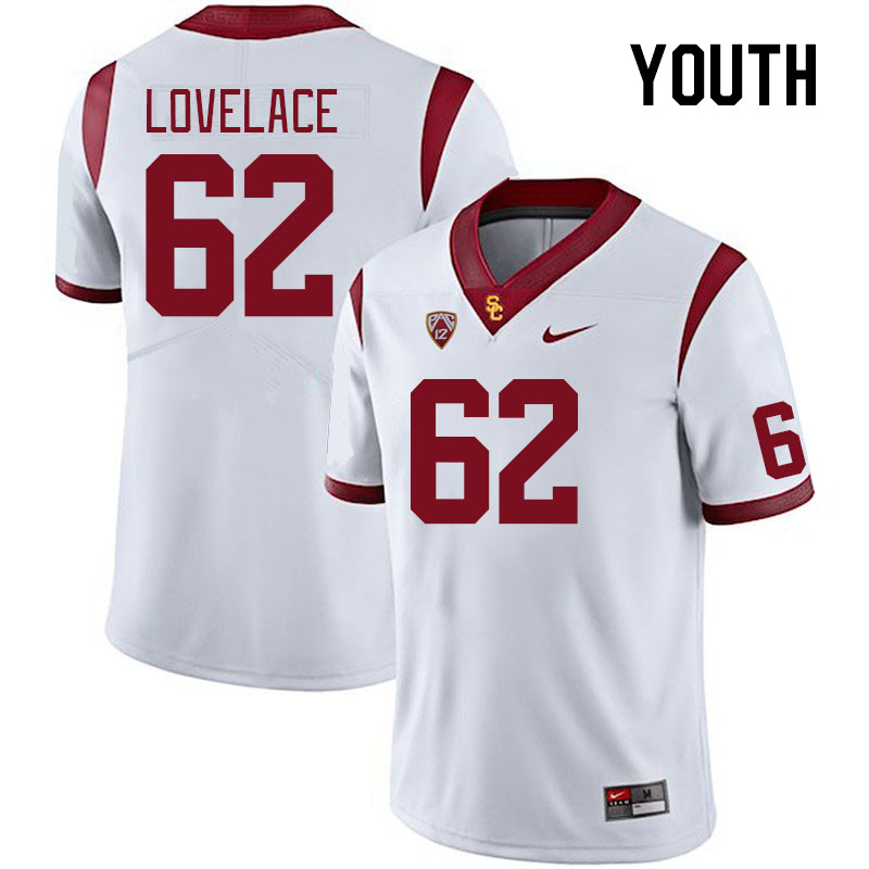 Youth #62 Cooper Lovelace USC Trojans College Football Jerseys Stitched Sale-White - Click Image to Close